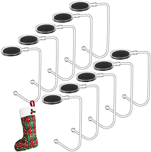 Jetec Коледни Държачи за Отглеждане на Полицата Куки за Окачване Коледна Безопасна Дръжка За Окачване на Прозрачни Чорапи Скоба за Украса на Коледната елха (10 бр)