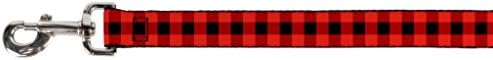 Каишка за кучета Buffalo Plaid с катарама, черно-червен, дължина 6 метра и ширина 1.5 инча, Многоцветен (DL-W30230-1,5-6