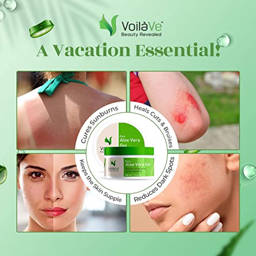 VoilaVe Чист гел от Алое Вера | Универсален козметичен гел | Най-добрите продукти за грижа за кожата, косата и облекчаване