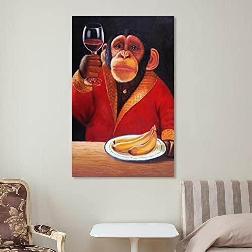Абстрактни Художествени Картини на Платно Картини Животно, Маймуната Шимпанзе Пияница Вино Пушачите Стенно Изкуство