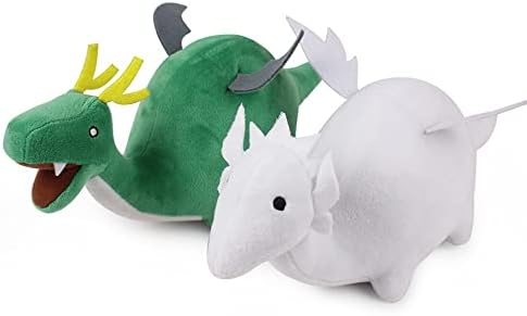 ZCPACE Kawaii Мис Кобаяши Дракон Прислужница Плюшен играчка Каннакамуи Тората Мека плюшена играчка Зелен Бял Дракон Плюшен Възглавница Кукла 11 инча (2 броя)