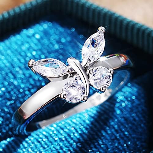 2023 Женски Пръстен с Цирконием и диамантен пръстен във формата На Пеперуда, Годежен Пръстен, Регулируем Пръстен