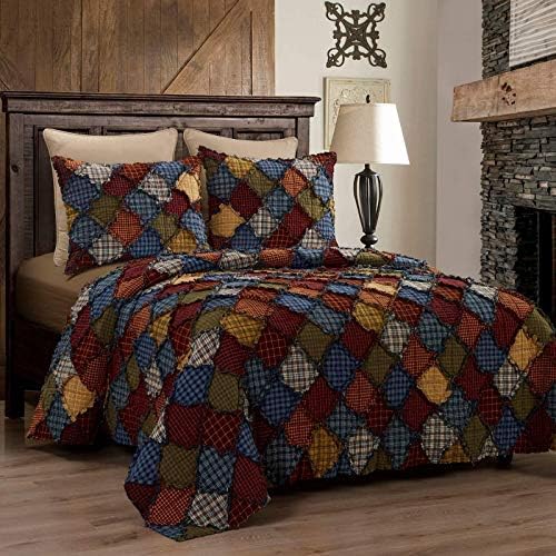 Комплект спално бельо Donna Sharp King - 3 предмет - Комплект стеганого одеяла Blue Ridge Lodge с стеганым одеяло King и две възглавници King - машинно пране