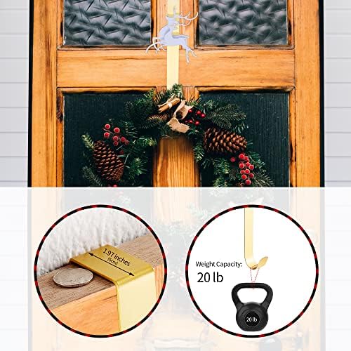 Закачалки за Венци KPCB за входната врата с Коледен Елен Хромирани 15Златна рамка, която да Закачалка