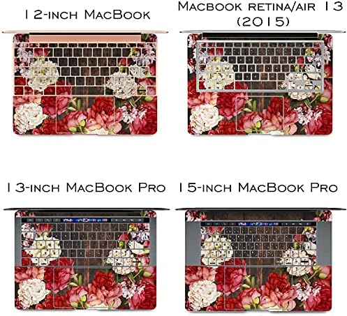Cavka Vinyl Стикер на Кожата, която е Съвместима с MacBook Pro 16 M1 Pro 14 2021 Air 13 M2 2022 Retina 2015 Mac 11 Mac 12 Божури Стикер На Капака на Лаптоп С Шарките на Дървото Дизайн Рози Цвете Червен ?