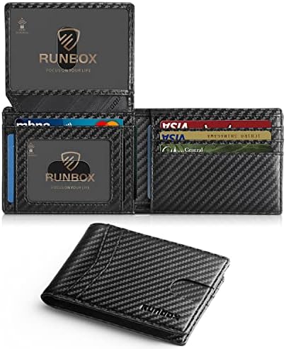 Мъжки Портфейли RUNBOX Slim Rfid Leather 2 ID Window С Подарък кутия