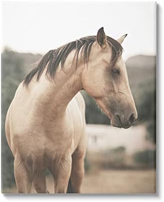Ведър селски пейзаж Stupell Industries, портрет на кафяв кон, дизайн на Лия Страатсма