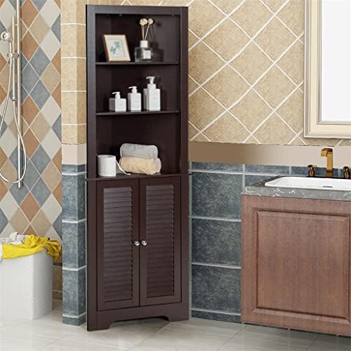 Ъглов гардероб за съхранение в банята N /A самостоятелен Висок шкаф за баня, регулируема с 3 рафтове (Цвят: A, размер: