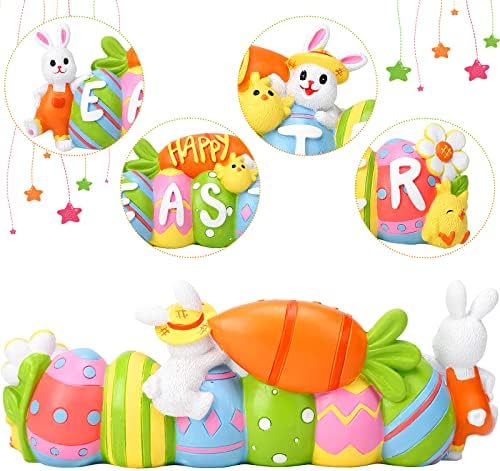 ДАЙТЕ ПЕТ Яйца на Великден Заек с Надпис Великденски Декор от смола, Украса от Великден смола, Плот от Зайци и яйца, Великденски Фигурки за Великден, Украса за дома и