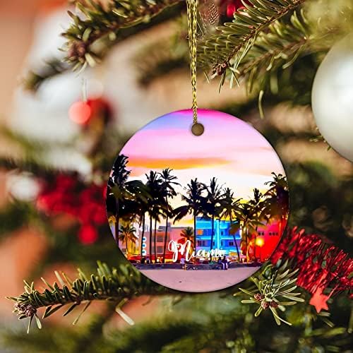 Коледни Керамични Бижута на Градския Пейзаж Маями Коледна Украса Природен Пейзаж Забавно Двустранен Печат Коледни