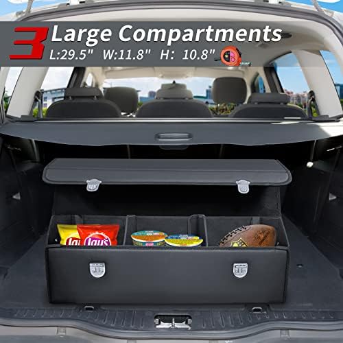 Авто кутия за съхранение, 30 инча Кожен Сгъваем органайзер за багажник на кола с капак и място за съхранение на suv, ван, хранителни