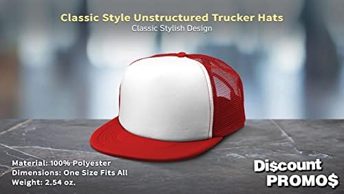 Комплект от 10 Неструктурирани шапки за шофьори на камиони Класически стил - Полиестер, закопчалката на бутон