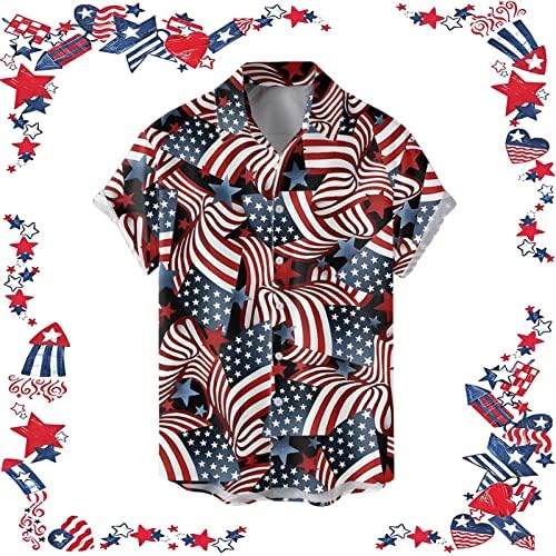 1776 Мъжки Летни Ризи на Деня на Независимостта, Тениски с Копчета, С Абстрактно Принтом, Ежедневни Блузи