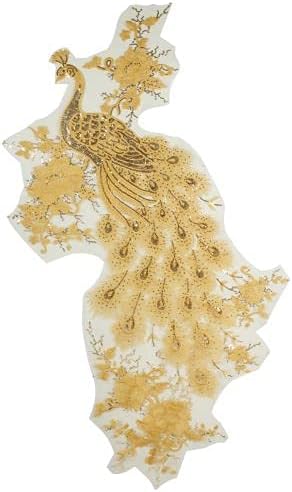 Дългата Бродерия с Пайети, Апликация във формата на Паун, Ленти за Украса на Декоративни дрехи (Жълт)