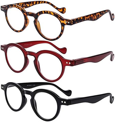 AMILLET, 3 опаковки Ретро Кръгли Очила За четене, Мъжки И Женски, На Пролетта Панти, Леки и Качествени слънчеви Очила
