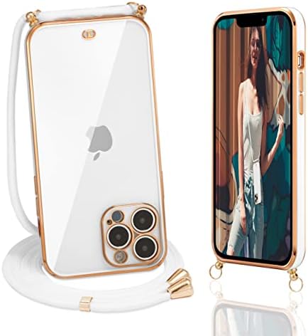 Калъф за телефон ZTOFERA по рамото за iPhone 14 Pro Max, Прозрачен Защитен калъф за момичета, Регулируема, Подвижна