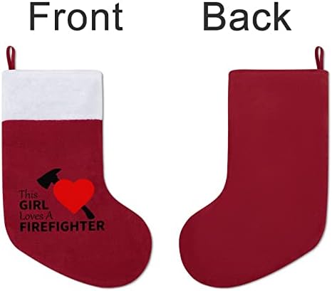 Това Момиче Обича Коледа Отглеждане на Пожарникар, Чорапи за Окачване на Камината Коледна Елха с Къси Плюшени