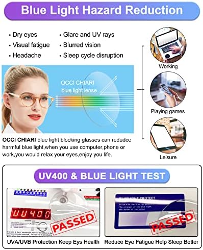 OCCI CHIARI Компютърни Очила за четене със Заключване Синя Светлина Reader за Жени(1.0 1.25 1.5 1.75 2.0 2.25