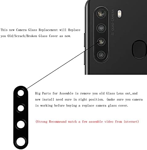 (2) Замяна стъклен капак на обектива задната камерата за Samsung Galaxy А21 (A215) 6,5 см (не е подходящ за версия A21s)