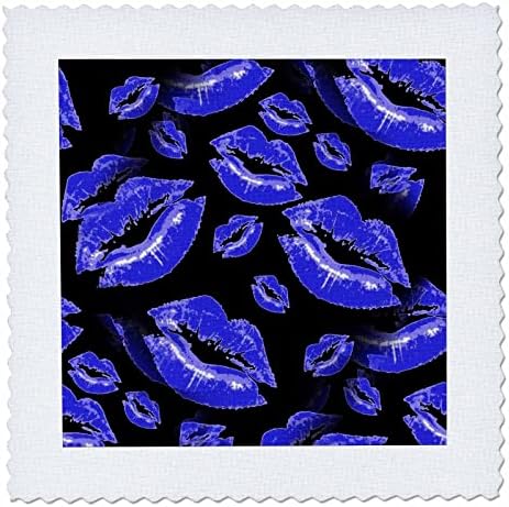 3 Начертайте Два Целувка На пересеченных устните си С Ярко изображение, Сини устни - Квадрати одеяла (qs_357235_1)