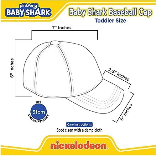 Капачка за деца Nickelodeon за момчета 2-4 години, Детска бейзболна шапка с 3D дизайн Акула, Перка