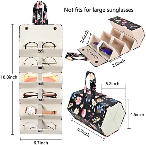 MEGREZ Кутия-Органайзер за Слънчеви Очила с 6 Слота, Сгъваем Калъф за Очила от Изкуствена Кожа, Преносим Калъф за Слънчеви очила за няколко Точки