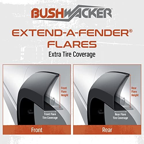 Разширяващите се предни и Задни калници Bushwacker Extend-A-Fender | Комплект от 4 теми, черно, гладко покритие | 40925-02