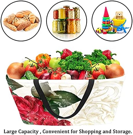 LORVIES за Многократна употреба за Хранителни стоки Чанта, Кошница За Съхранение на Кутии, Сгъваеми Чанти-Тоут с Шарките на
