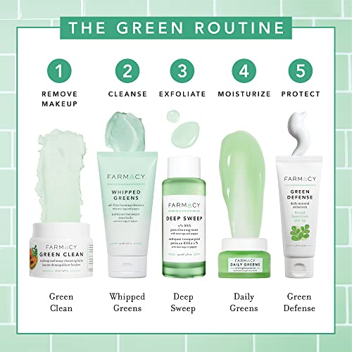 Farmacy Whipped Greens Face Wash - Пенящееся Почистващо средство за лице без масло за комбинирана и мазна кожа (5,0 течни унции)