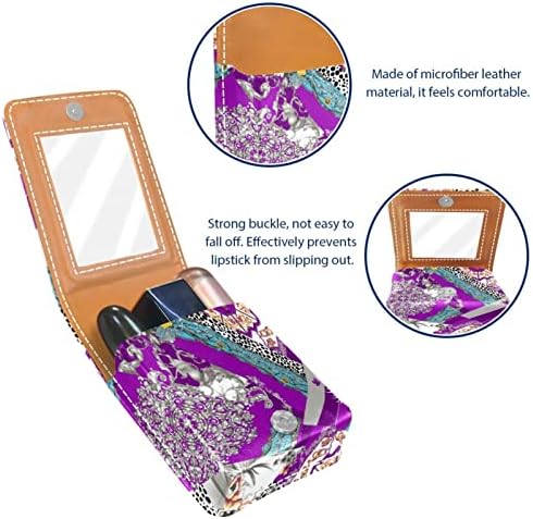 Косметичку ORYUEKAN, брилянтин, Брилянтин чанта с огледало преносим калъф за съхранение на червило с гланц за устни за съхранение на организатор, мозайка лилаво барок ?