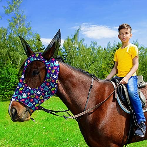 Комплект от 3 теми, маска за езда с уши, защита от слънцето, гладка и еластична маска за коне (l)