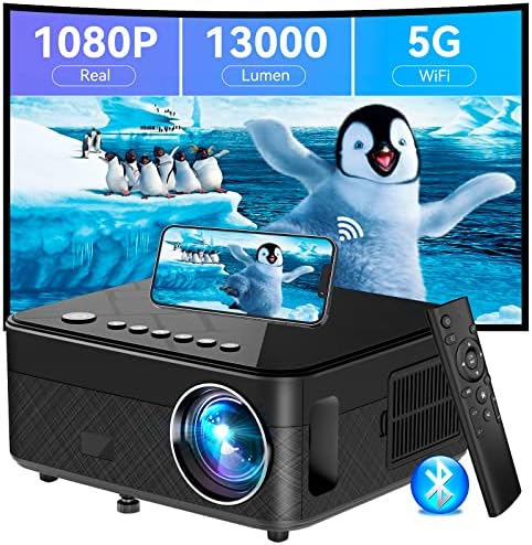 Вграден проектор 1080P, Поддръжка на 4K, 500 ANSI, 4-точкова корекция на трапецовидните изкривявания, Дисплей, до 300 инча, Проектор 5G WiFi, Bluetooth, филм проектор за домашно кино, ?
