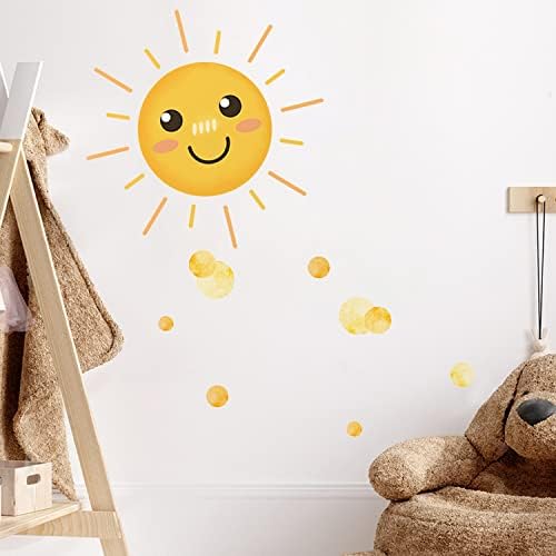 QANYUE, Акварелни Стикери за стена с изображение на Слънце в стил Бохо, PVC, Подвижни Стикери за стена с Изгрева на Слънцето, Стенно Изкуство Sunshine за Детска Спални, Декор