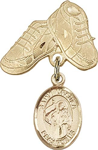 Детски икона Jewels Мания за амулет Свети Урсула и игла за детски сапожек | Детски икона от 14-каратово злато