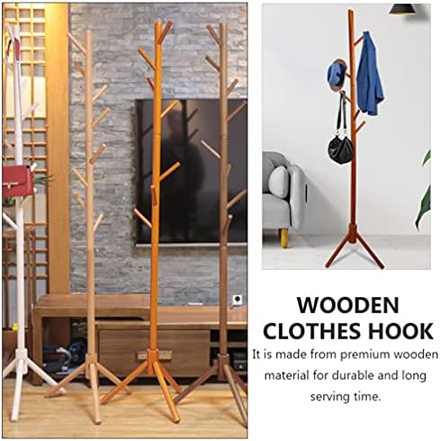 DOITOOL Регулируема Поставка Дървена Закачалка за дрехи, Отделно Стоящи Дървена Закачалка За дрехи В Коридора, Дървена Закачалка
