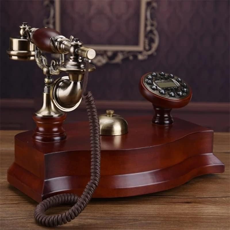 TREXD Антикварен Стационарен телефон, Механичен звънец, Пасторальный Ретро Офис, Стационарен телефон от масивно дърво, синя подсветка