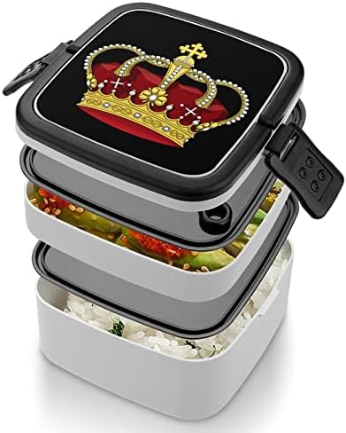 Двуслойни Контейнери за храна King Crown Bento Box с дръжка, Лаптоп за Офис работа