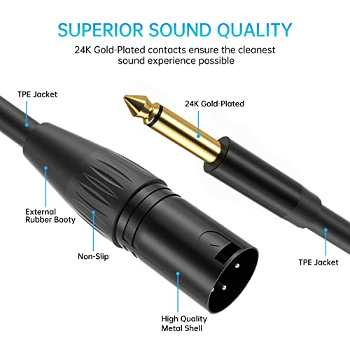 Штекерный кабел Yinker 1/4 инч от TS до XLR, Штекерный Микрофон на кабел от 6,35 мм до 3 контакти, които не са симетрични микрофон