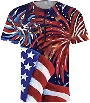 Bmisegm Летни Спортни Ризи за Мъже, Мъжки Летни Тениски с Флага на Деня на Независимостта, Дигитална 3D Печат, Ризи с Дълъг Ръкав