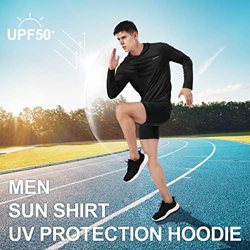 HISKYWIN Мъжки Ризи с дълъг ръкав, Леки Тениски с защита От Слънцето UPF 50 + SPF, Улични Тениски За Риболов,
