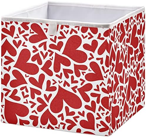 Кошница за шкаф visesunny Red Heart, Кутии за съхранение, Кърпа Кошница за Организиране на Рафтовете, Сгъваеми Кубични