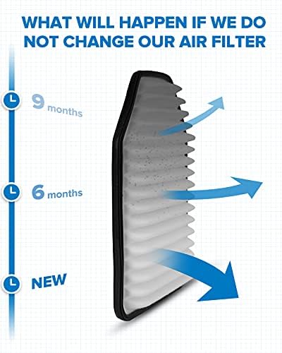 Въздушен филтър на двигателя PHILTOP, Подмяна на EAF059 (CA10348) за Wrangler V6 (2007-2018), Wrangler JK (2018), Подобрява работата на двигателя