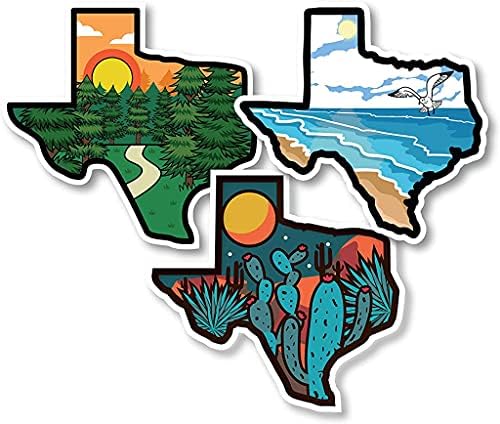 Комплект стикери за броня с гледката на щата Тексас за кола, чаши, преносими компютри, охладители (Три опаковки