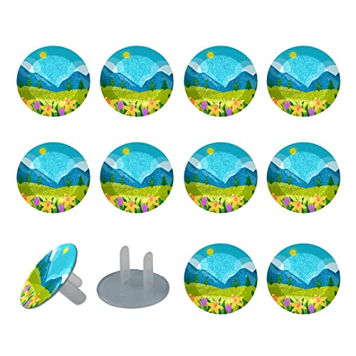 Пейзаж на Планината Цветя Капачки за контакти 12 бр. - Защитни капачки за контакти, за деца – Здрави и устойчиви –
