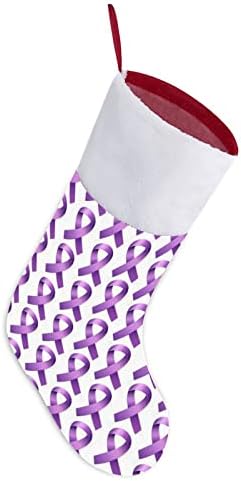 Лилава Лента на Осведомеността Коледни Окачени чорапи Чорапи за Коледно Камина Празничен Начало Декор