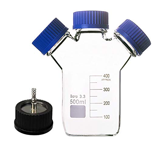 DONLAB MBF-20L1 Кръгла бутилка за реактиви от borosilicate стъкло с 3 главата и Прониквайки капак SUS 316 M-1 GL45