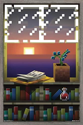 Международен плакат Trends Minecraft - Прозорец на стената, 22.375 x 34, Версия в рамка от Барнвуда