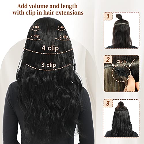 Шнола Fliace за Изграждане на черни коса, за жени, 6 бр., Естествени Черни коса за удължаване, Гъсти изкуствена коса, Вълниста изкуствена коса с двойно утком, Мека коса и
