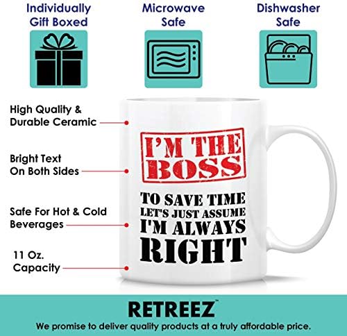 Забавна чаша за Retreez - Аз съм Шеф, аз съм винаги прав Керамични чаши за кафе с обем 11 грама - Забавни, Саркастичные,