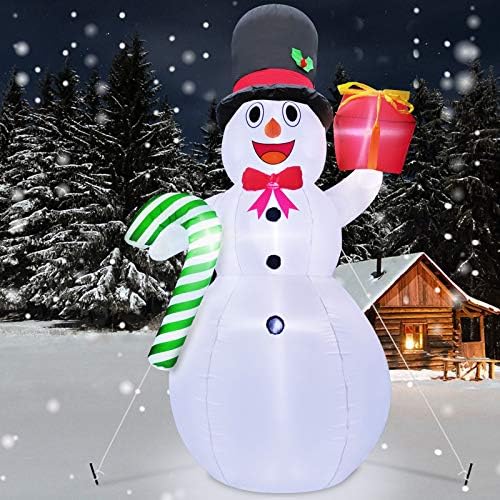 TURNMEON 10 Фута Гигантски Коледни Надуваеми Изделия Снежен човек Леденцовая Бастун Коледни Екстериорни Декорации с Led